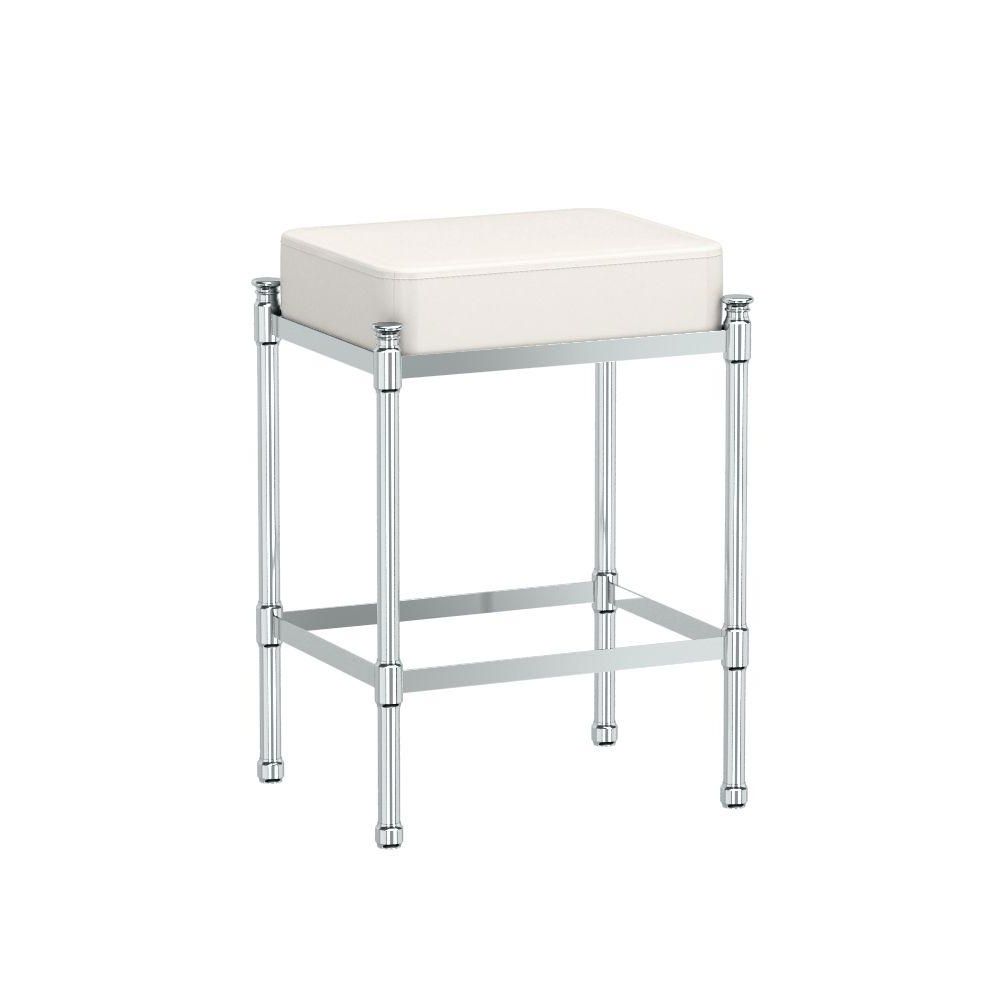 White And Clear Acrylic Tufted Vanity Stools In Fashionable Safavieh Georgia White Poly Cotton Vanity Stool Mcr4546t – The Home Depot (View 8 of 10)