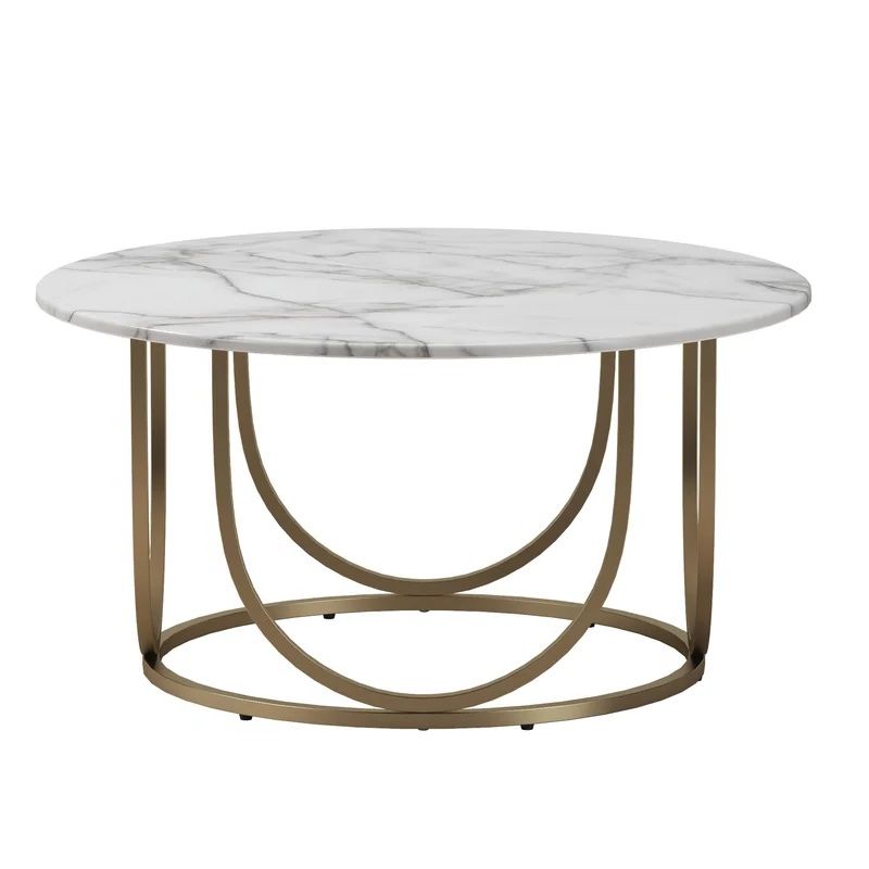 White Geometric Coffee Tables With Regard To Famous Geometric Coffee Table Gold – Vivianne White Marble Brushed Gold (View 1 of 10)