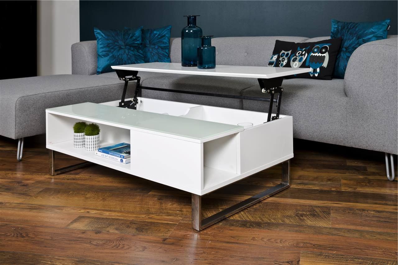 White Gloss And Maple Cream Coffee Tables In Recent Simmy Coffee Table White High Gloss & Glass Storage (View 1 of 10)