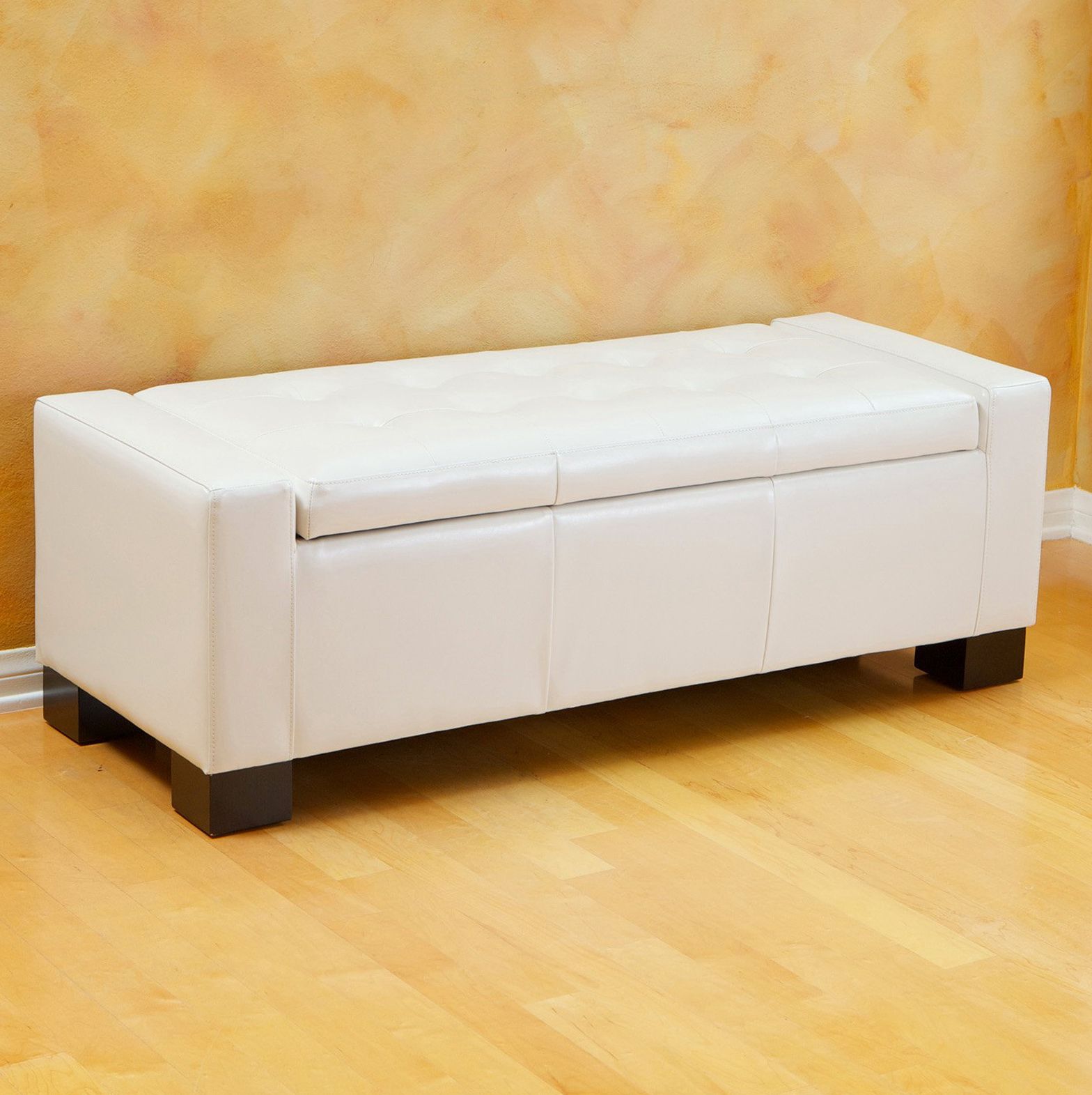 White Leatherette Ottomans With Current White Leather Storage Ottoman (View 9 of 10)