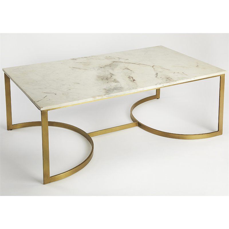 White Stone Coffee Tables With Trendy Butler Specialty Marble Top Accent Coffee Table In White And Gold (View 10 of 10)