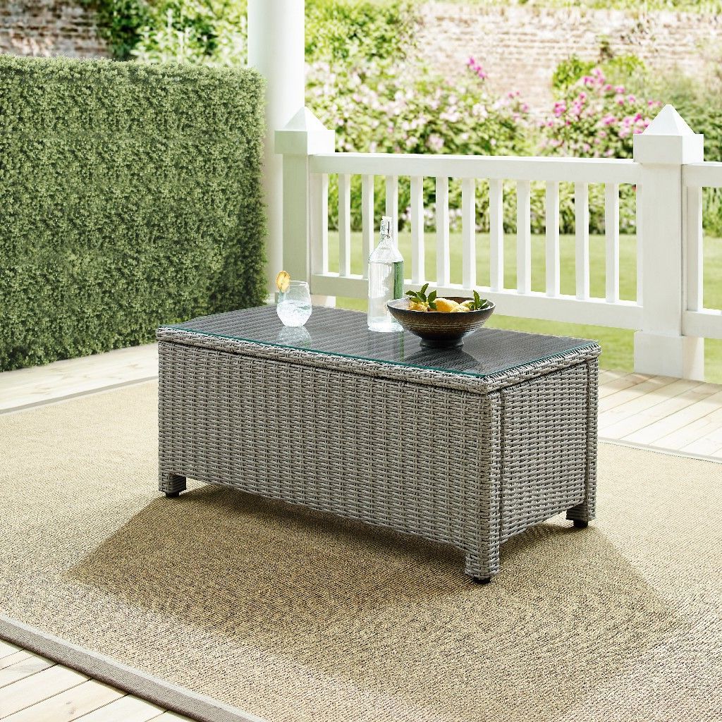 Wicker Coffee Tables Within Most Current Bradenton Outdoor Wicker Coffee Table In Gray – Crosley Co7208 Gy (View 10 of 10)