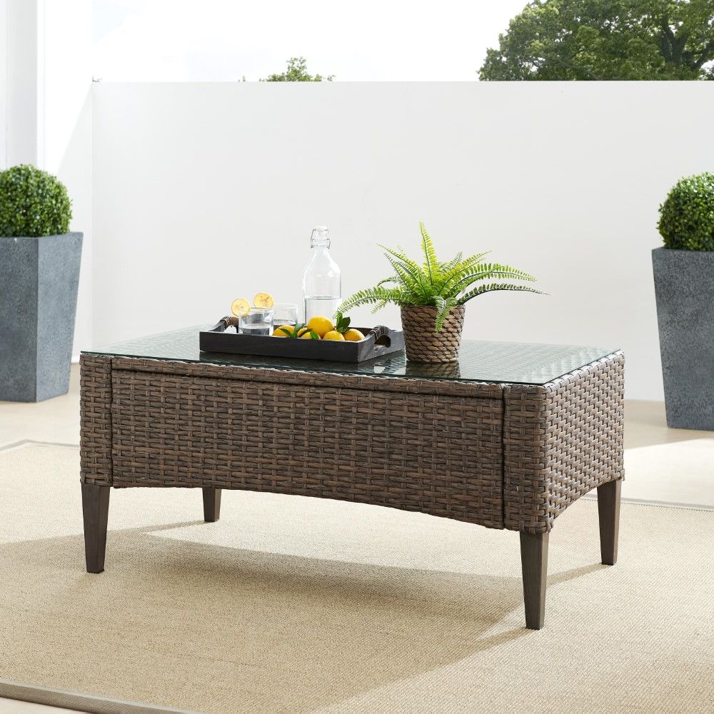 Wicker Coffee Tables Within Well Known Crosley Furniture – Rockport Outdoor Wicker Coffee Table Oatmeal/light (View 7 of 10)