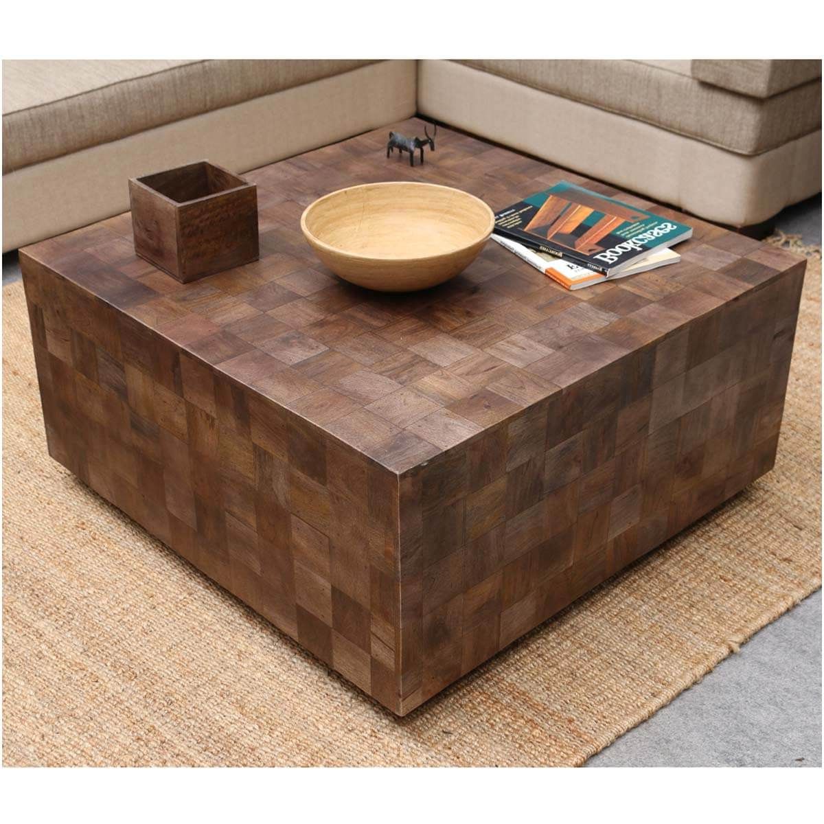 Widely Used 1 Shelf Square Coffee Tables For Modern Rustic Furniture Solid Wood 36" Square Coffee Table (View 6 of 10)