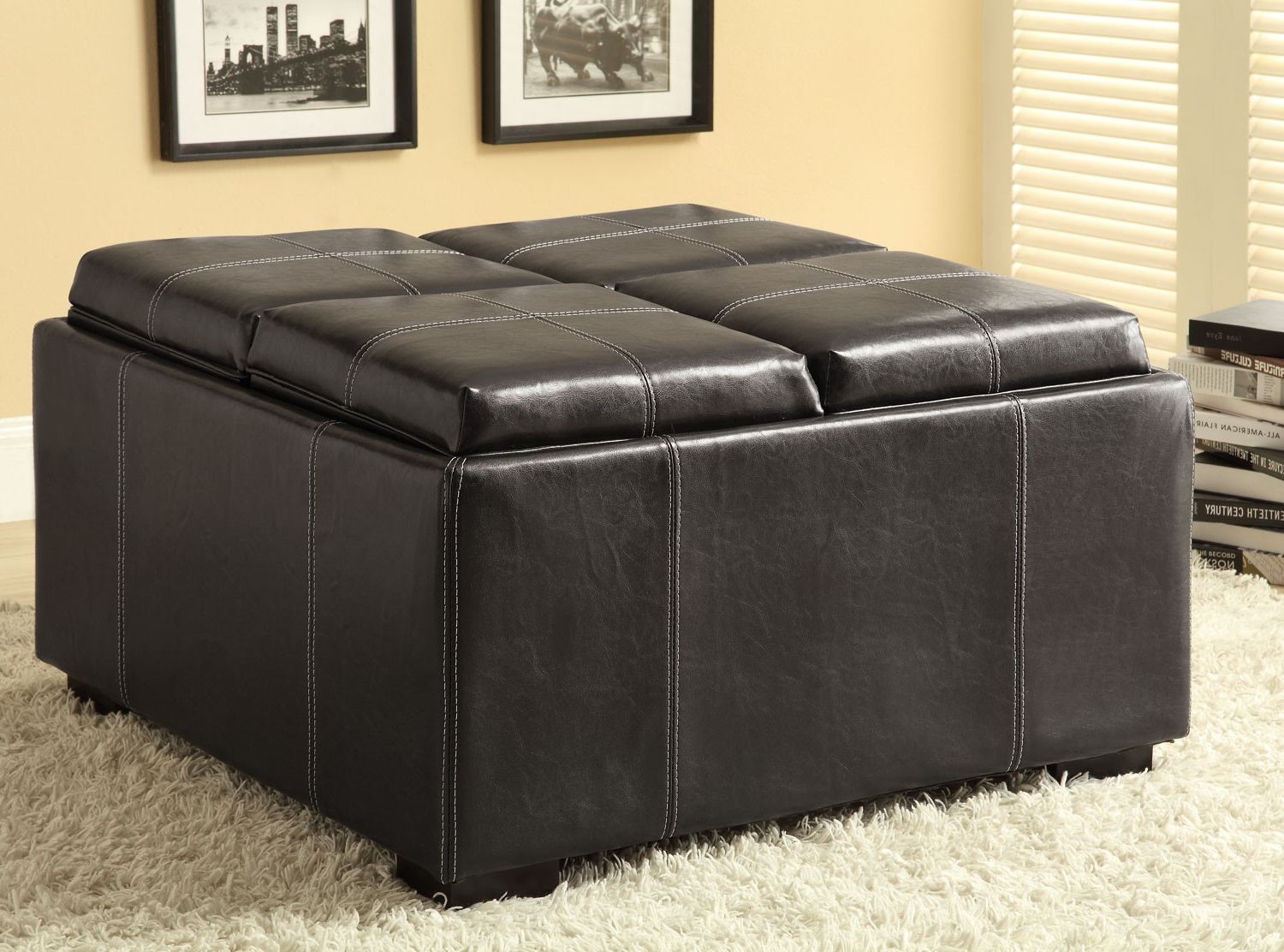 Widely Used Best Black Storage Ottoman Ideas Pertaining To Black And Ivory Solid Cube Pouf Ottomans (View 4 of 10)