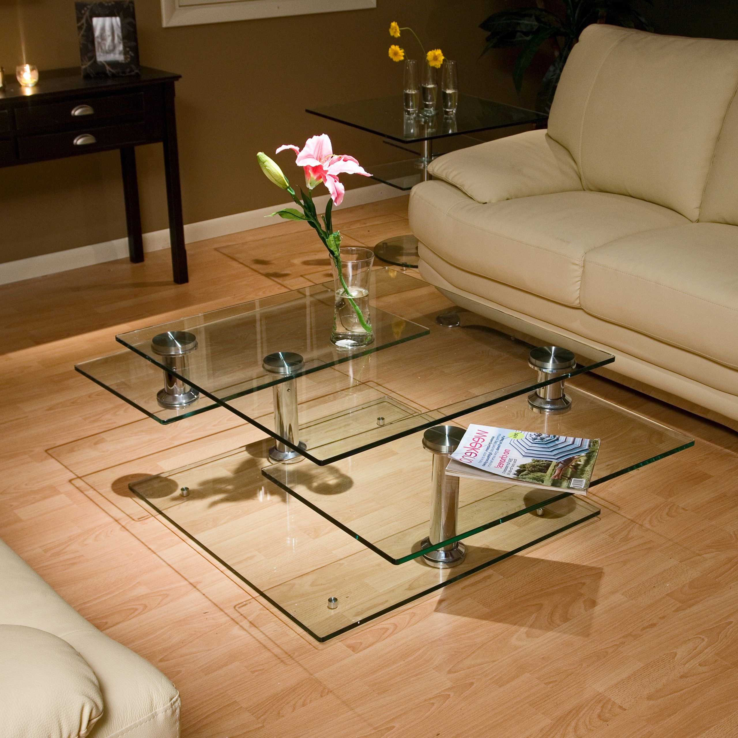 Widely Used Espresso Wood And Glass Top Coffee Tables Within 3 Way Motion Glass Square Coffee Table – Coffee Tables At Hayneedle (View 1 of 10)