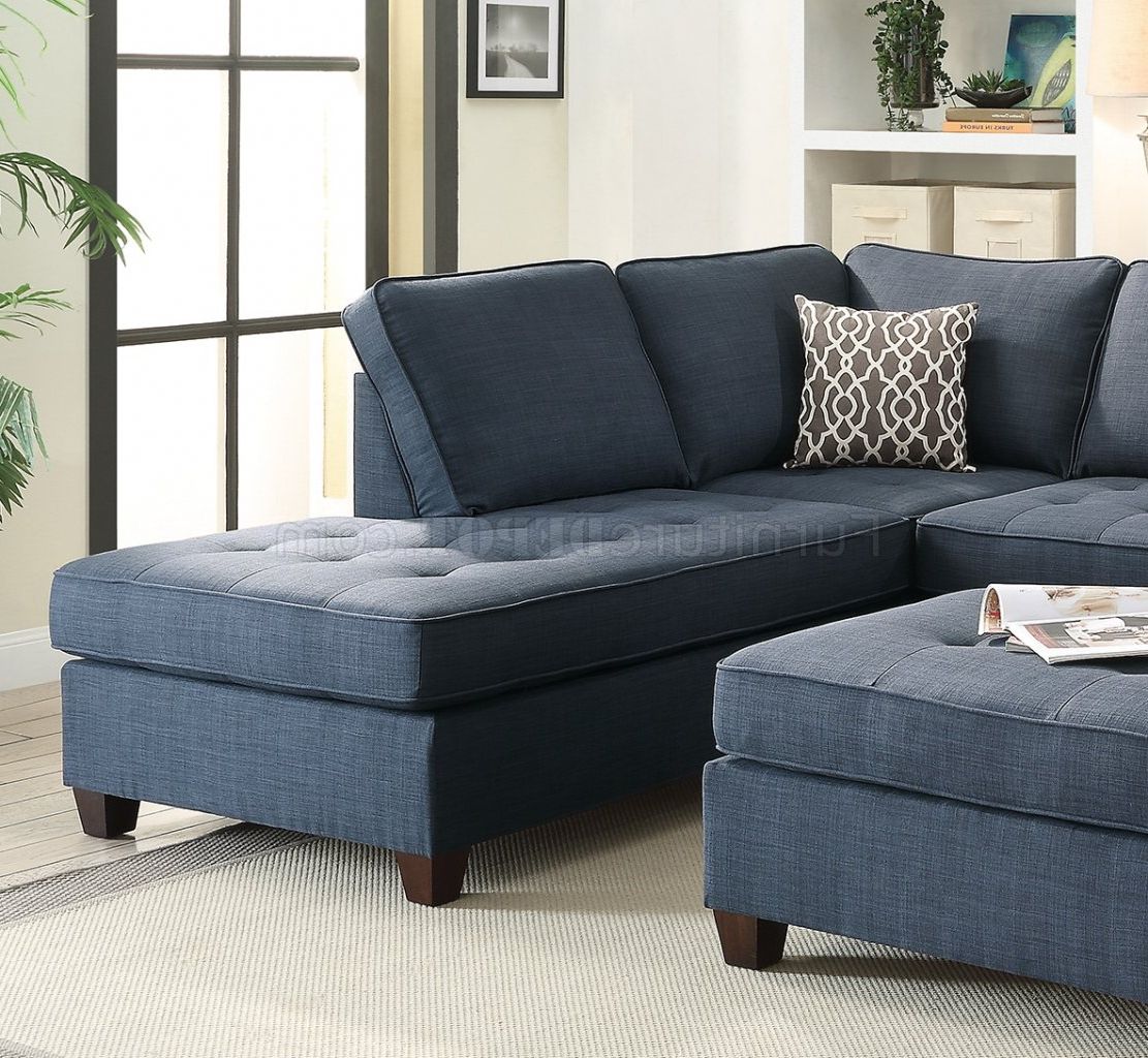 Widely Used F6989 Sectional Sofa In Dark Blue Fabricboss For Dark Blue Fabric Banded Ottomans (View 8 of 10)