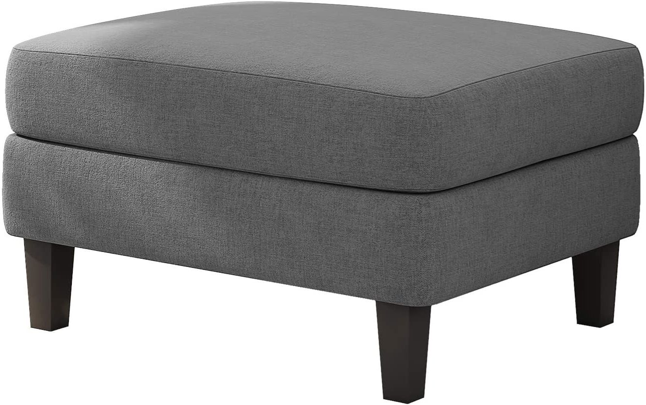 Widely Used Gray And White Fabric Ottomans With Wooden Base With Regard To Mecor Ottoman Footrest 30 Inches, Fabric Bench Couch Furniture, Wooden (View 6 of 10)