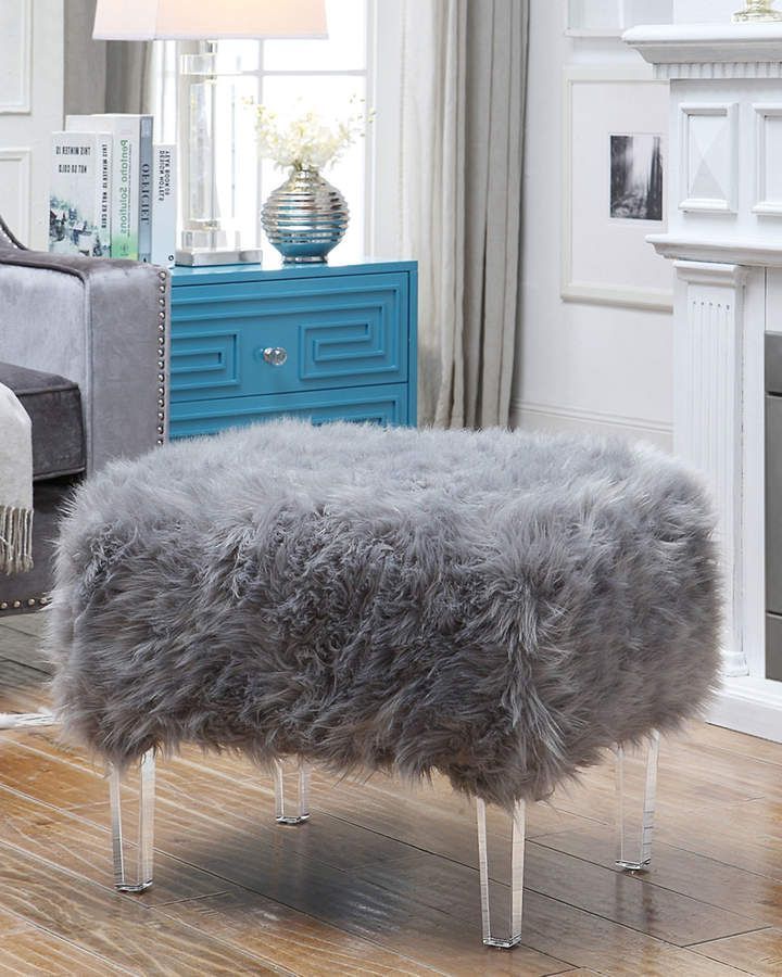 Widely Used Inspired Home Faux Fur Ottoman In  (View 6 of 10)