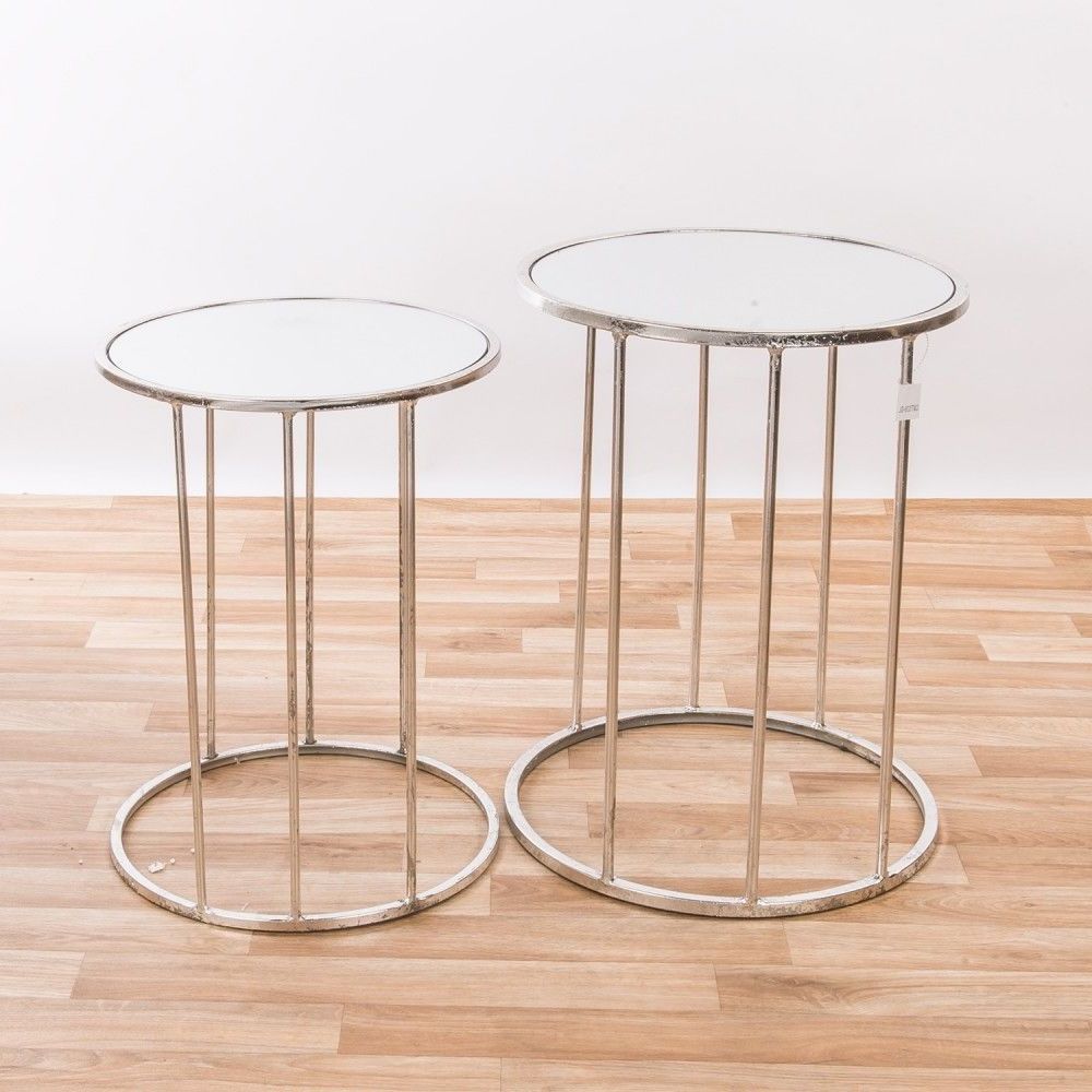 Widely Used Leaf Round Coffee Tables With Regard To Contemporary Silver Leaf Metal Round Nest Of 2 Side Coffee Tables Cmt (View 6 of 10)