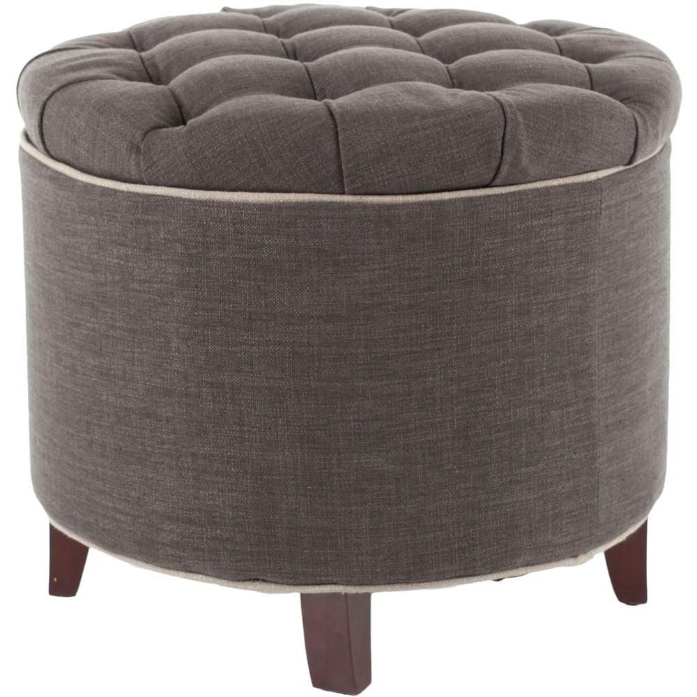 Widely Used Safavieh Amelia Charcoal Brown Storage Ottoman Hud8220a – The Home With Charcoal Fabric Tufted Storage Ottomans (View 9 of 10)