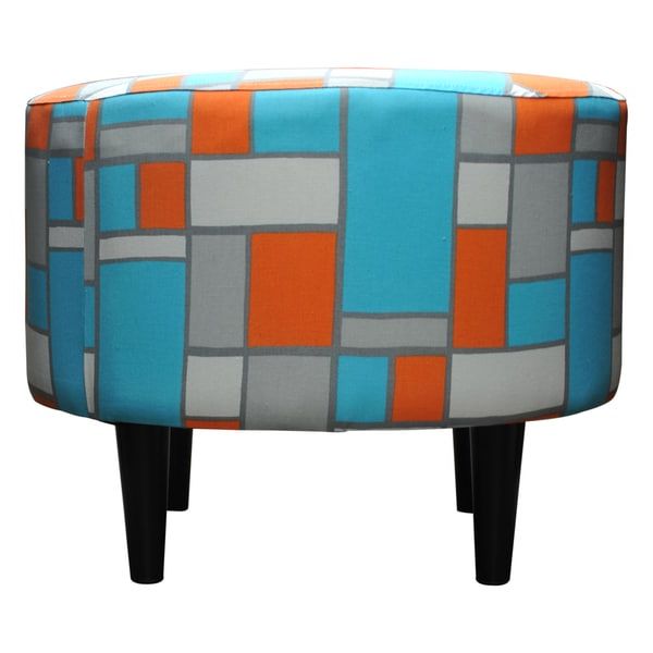 Widely Used Shop Round Sophia Hopscotch Ottoman – Free Shipping Today – Overstock In Orange Fabric Nail Button Square Ottomans (View 3 of 10)