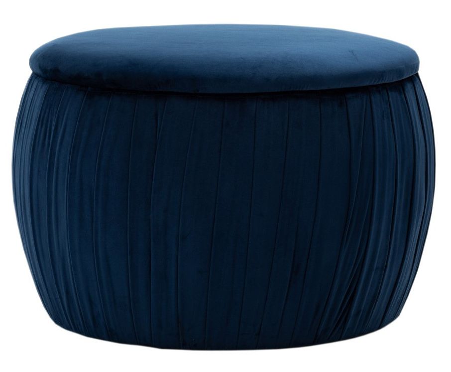 Widely Used Velvet Pleated Square Ottomans Inside Fleur Navy Pleated Velvet Round Ottoman With Storagetov Furniture (View 9 of 10)