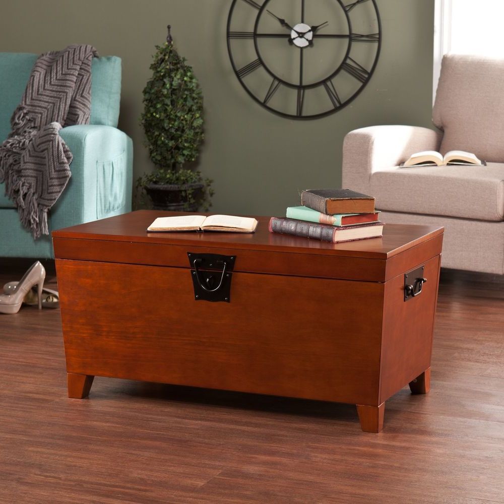 Widely Used Walnut Wood Storage Trunk Cocktail Tables Throughout Trunk Cocktail Table Pyramid Oak Transitional Wood Living Room (View 4 of 10)