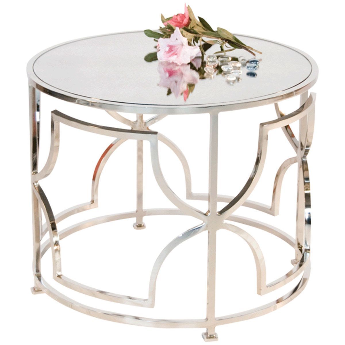 Widely Used Worlds Away Nickel Plated Round Cocktail Table With Antique Mirror Top Inside Mirrored Cocktail Tables (View 9 of 10)