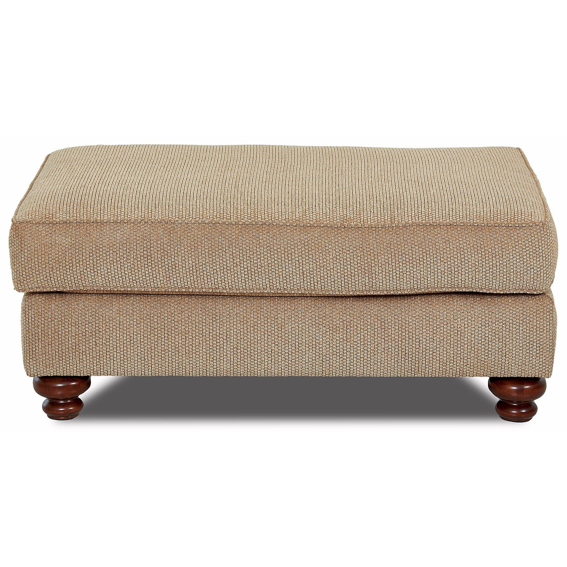 Wooden Legs Ottomans In Recent Declan Traditional Oversized Ottoman With Turned Wood Legsklaussner (View 1 of 10)