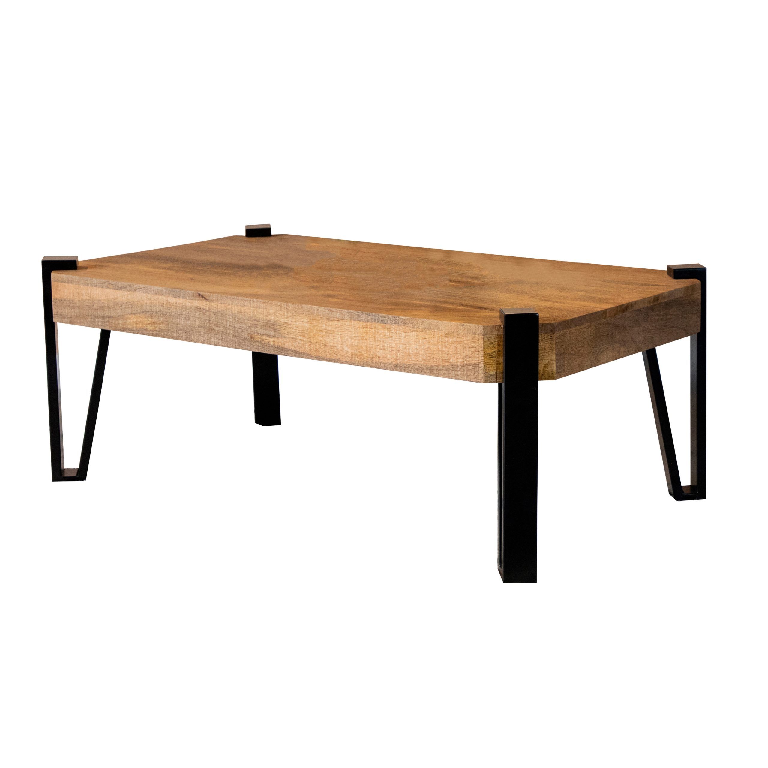 Wooden Rectangular Top Coffee Table Natural And Matte Black Regarding Well Known Matte Black Coffee Tables (View 5 of 10)