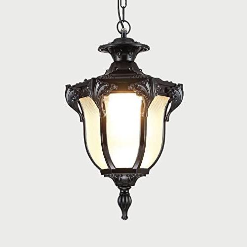 13 Inch Lantern Chandeliers With Well Known Eybopb Slawa Outdoor Pendant Lights, 1 Light 13 Inch Vintage Exterior  Hanging Lantern Fixture, Glass Exterior Pendant Lamp Aluminum Waterproof  Ip54 For Porch, Patio, Entryway, Black (e 0525) – – Amazon (View 4 of 10)
