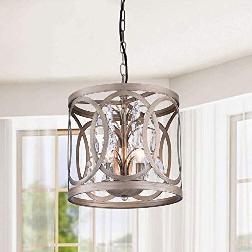 2020 Brushed Champagne Lantern Chandeliers Throughout Jojospring 3 Light Brushed Champagne Metal Cage Drum Chandelier – –  Amazon (View 1 of 10)