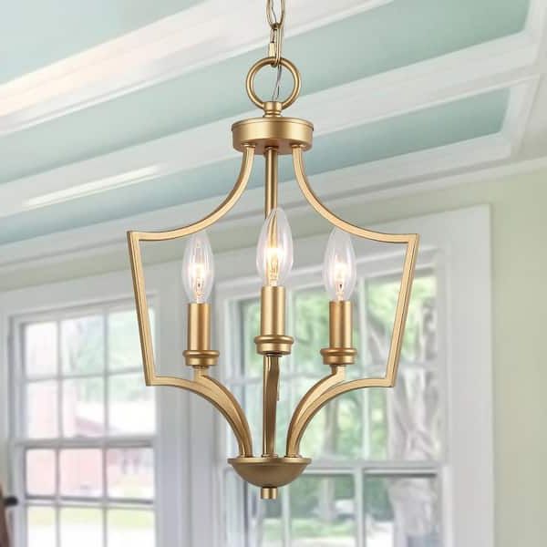 2020 Lnc Modern Gold Chandelier 3 Light Geometric Cage Lantern Candlestick 11  In (View 6 of 10)