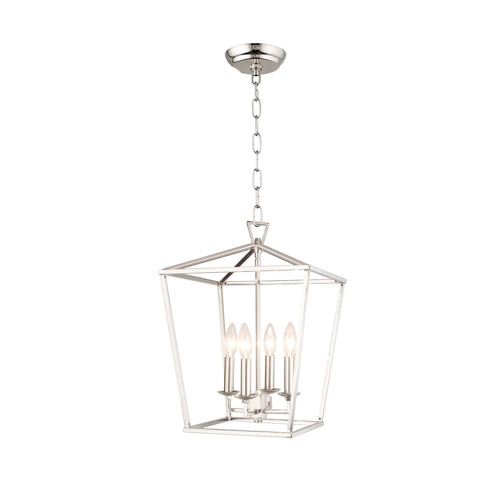4 Light Caged Chandelier In Polished Nickel Finish – Polished Nickel – Polished  Nickel – On Sale – Overstock – 31586231 Within Most Popular Deco Polished Nickel Lantern Chandeliers (View 3 of 10)