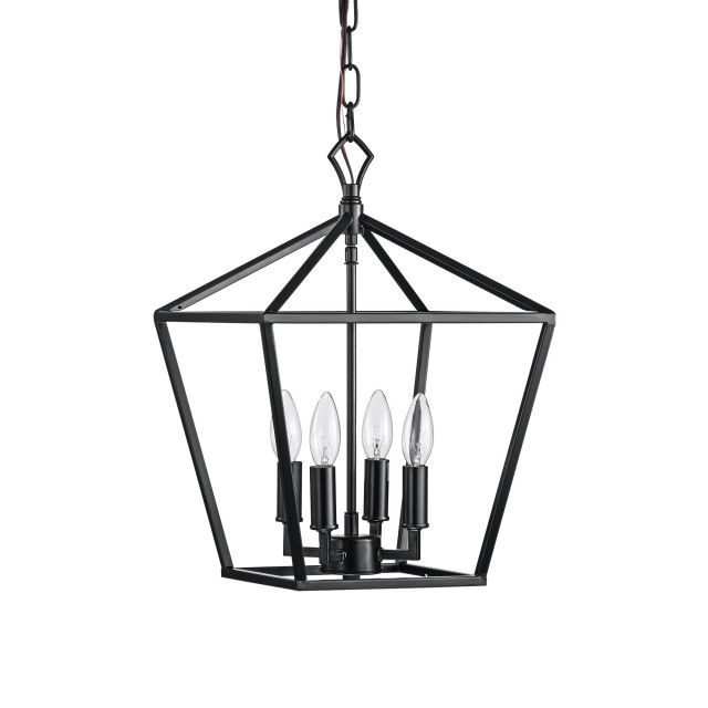 4 Light Matte Black Lantern Pendant Chandelier 12" With Nickle Or Black  Sleeve – Transitional – Chandeliers  Edvivi Lighting (View 1 of 10)