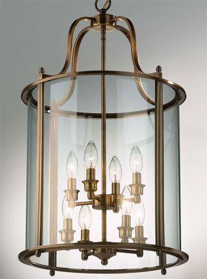 Aged Brass Lantern Chandeliers Pertaining To Most Popular Hakka Large Antique Brass Hall Lantern With 8 Lights From Richard Hathaway  Lighting (View 5 of 10)