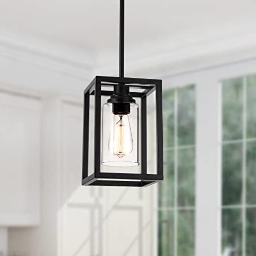Amazon: Black Farmhouse Pendant Light,industrial Kitchen Island Light,  Rectangle Linear Chandelier Metal Hanging Lighting Fixtures With Clear  Glass Shade Ceiling Lamp For Dining Room Bar Cafe（1 Pack） : Everything Else Inside Most Up To Date Clear Glass Shade Lantern Chandeliers (View 9 of 10)