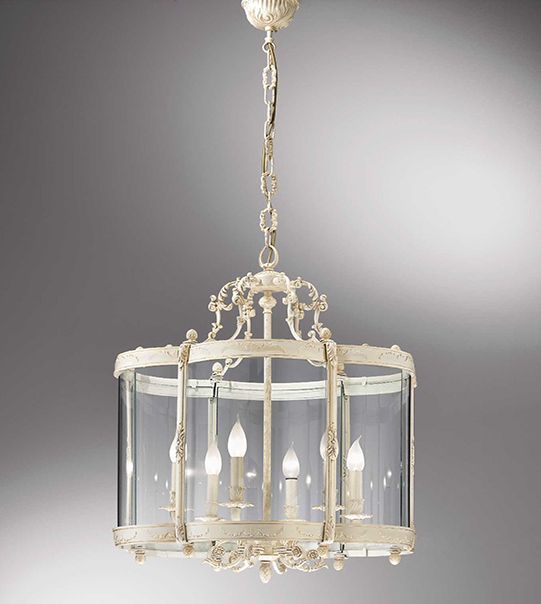 Antique Gild Lantern Chandeliers Intended For Trendy Lantern Chandelier With 6 Lights In Brass And Hot Curved Glass (View 7 of 10)
