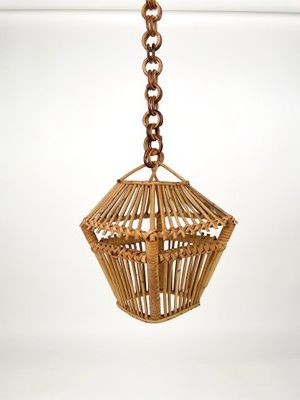 Bamboo & Rattan Lantern Pendant, Italy, 1960s For Sale At Pamono Pertaining To Newest Rattan Lantern Chandeliers (View 10 of 10)