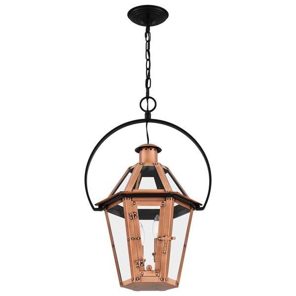 Best And Newest Quoizel Burdett 2 Light Aged Copper Lantern Pendant With Glass Shades  Burd2816ac – The Home Depot In Copper Lantern Chandeliers (View 7 of 10)
