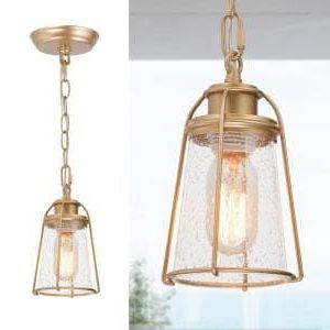 Birchwood Lantern Chandeliers Throughout Trendy Lnc Farmhouse 1 Light Clear Glass Pendant With Vintage Birchwood  Base A03544 – The Home Depot (View 10 of 10)