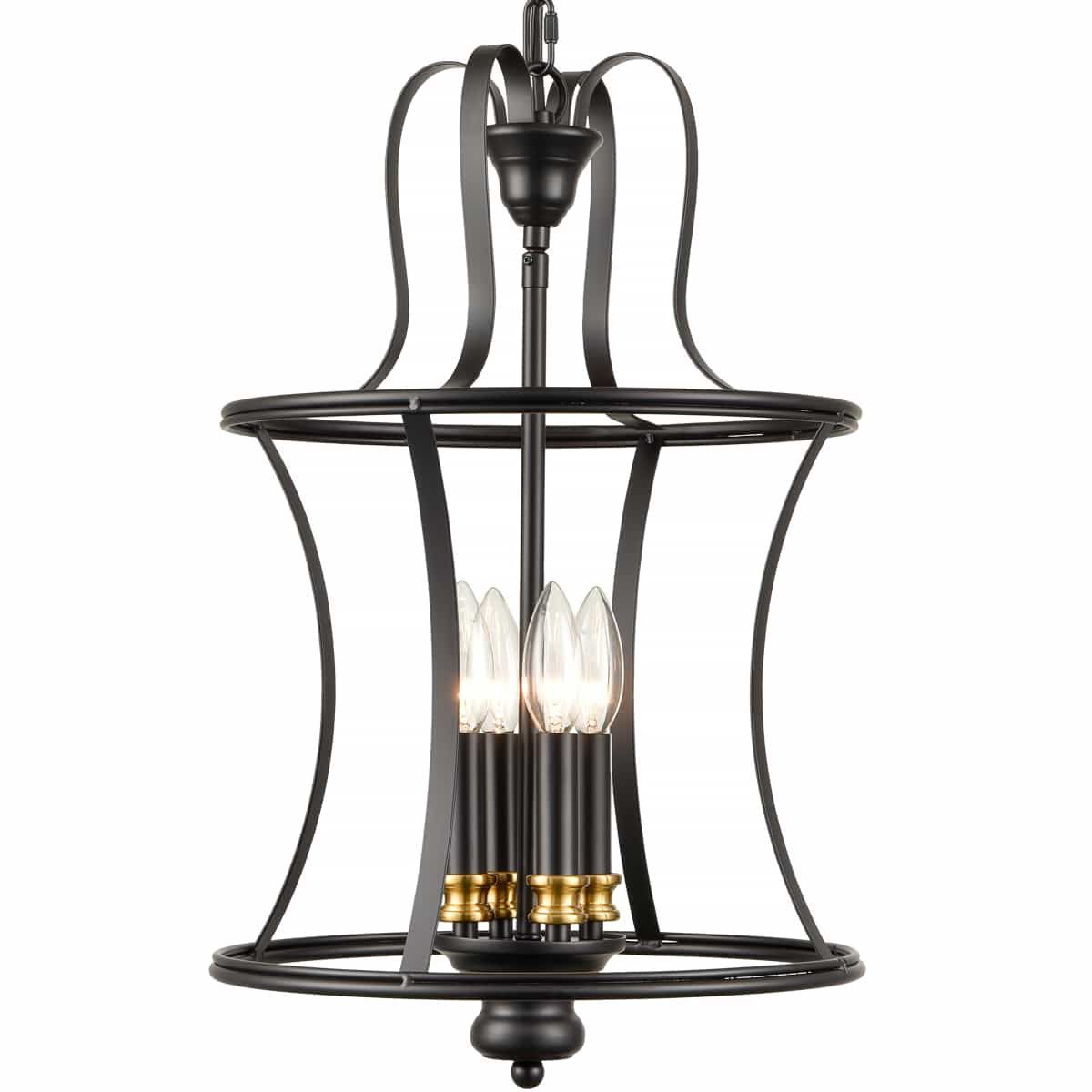 Black Iron Lantern Chandeliers Pertaining To 2019 Black Lantern Metal Pendant Light Chandelier  4 Light (View 6 of 10)