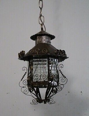 Black Iron Lantern Chandeliers Pertaining To 2020 Antique Vintage Lantern Black Iron Pendant Chandelier Scrolled Glass Small (View 7 of 10)
