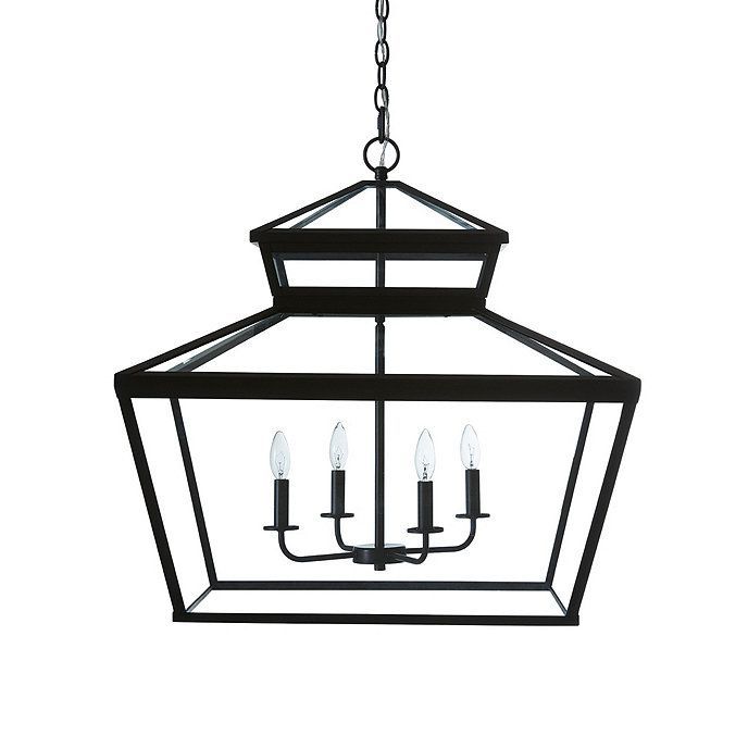 Black With White Lantern Chandeliers For Well Known Dekalb 4 Light Lantern Glass Panel Square Birdcage Chandelier Hanging  Fixture In  (View 6 of 10)