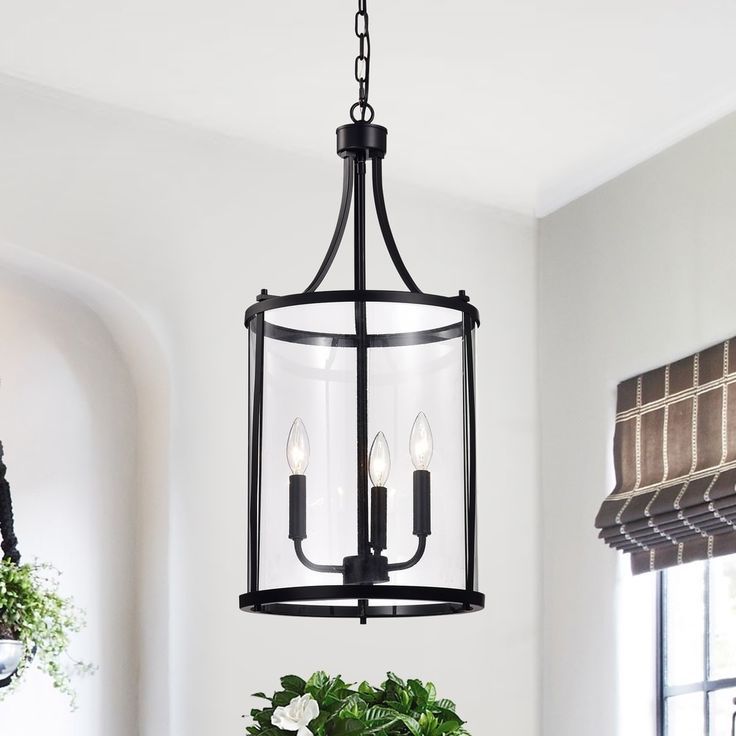 Blackened Iron Lantern Chandeliers With Widely Used Hanma Matte Black 3 Light Candelabra Pendant Lantern – On Sale – Overstock  –  (View 8 of 10)