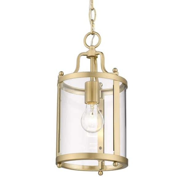 Brushed Champagne Lantern Chandeliers For Preferred Golden Lighting Payton 1 Light Brushed Champagne Bronze Mini Pendant  1157 M1l Bcb Clr – The Home Depot (View 5 of 10)