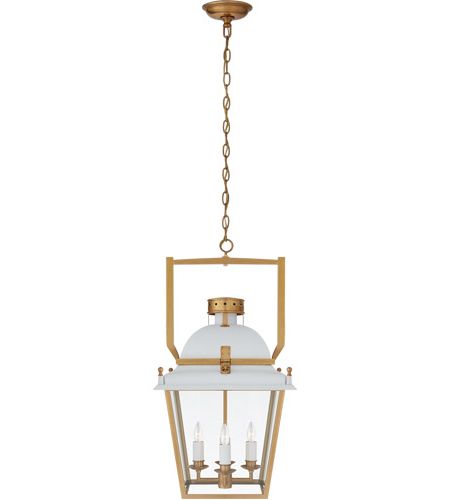 Burnished Brass Lantern Chandeliers In Current Visual Comfort Chc5108wht/ab Cg Chapman & Myers Coventry 4 Light 14 Inch  Matte White And Antique Burnished Brass Lantern Pendant Ceiling Light, Small (View 3 of 10)