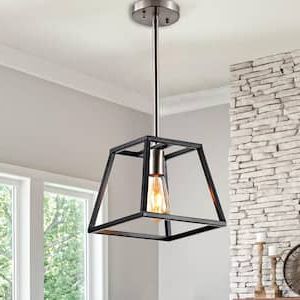 Cage Metal Shade Lantern Chandeliers Intended For Most Recent Black – Cage – Chandeliers – Lighting – The Home Depot (View 6 of 10)