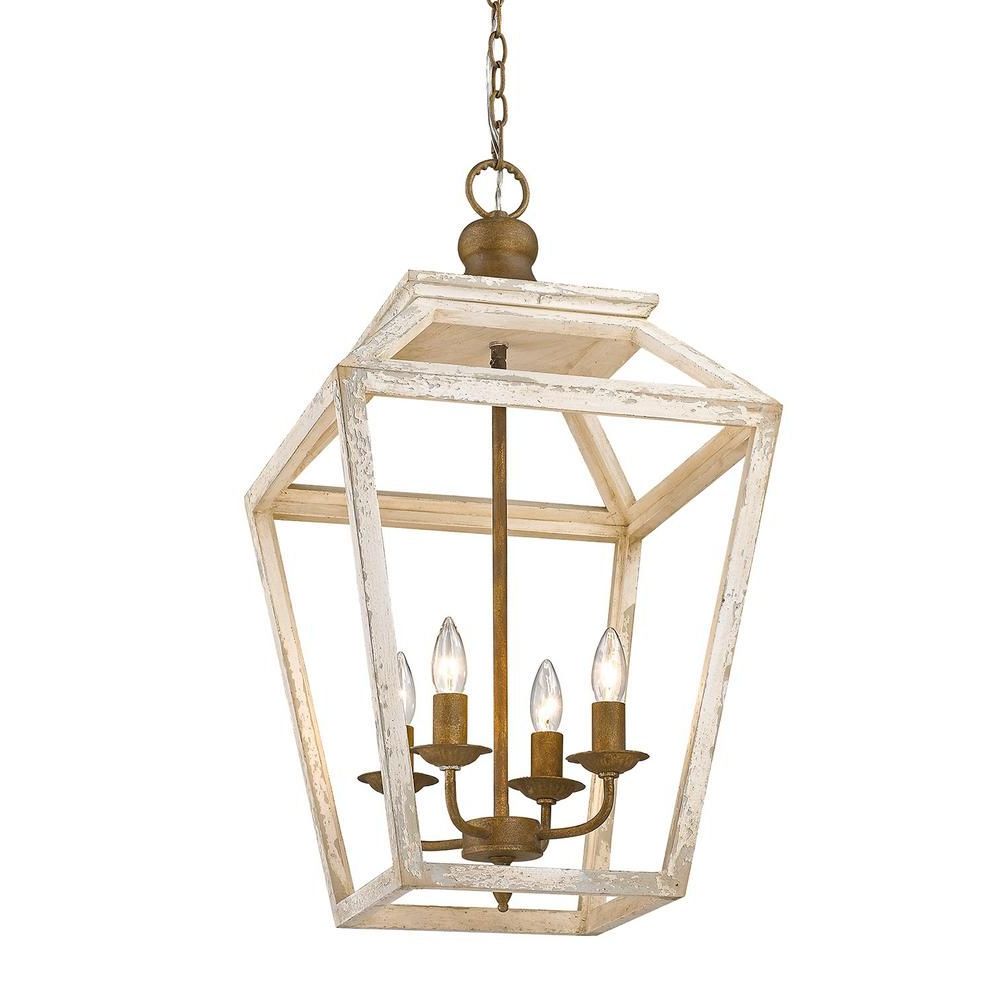 Chestnut Lantern Chandeliers With Most Popular Golden Lighting Haiden Collection 4 Light Burnished Chestnut Pendant  0839 4p Bc (View 4 of 10)