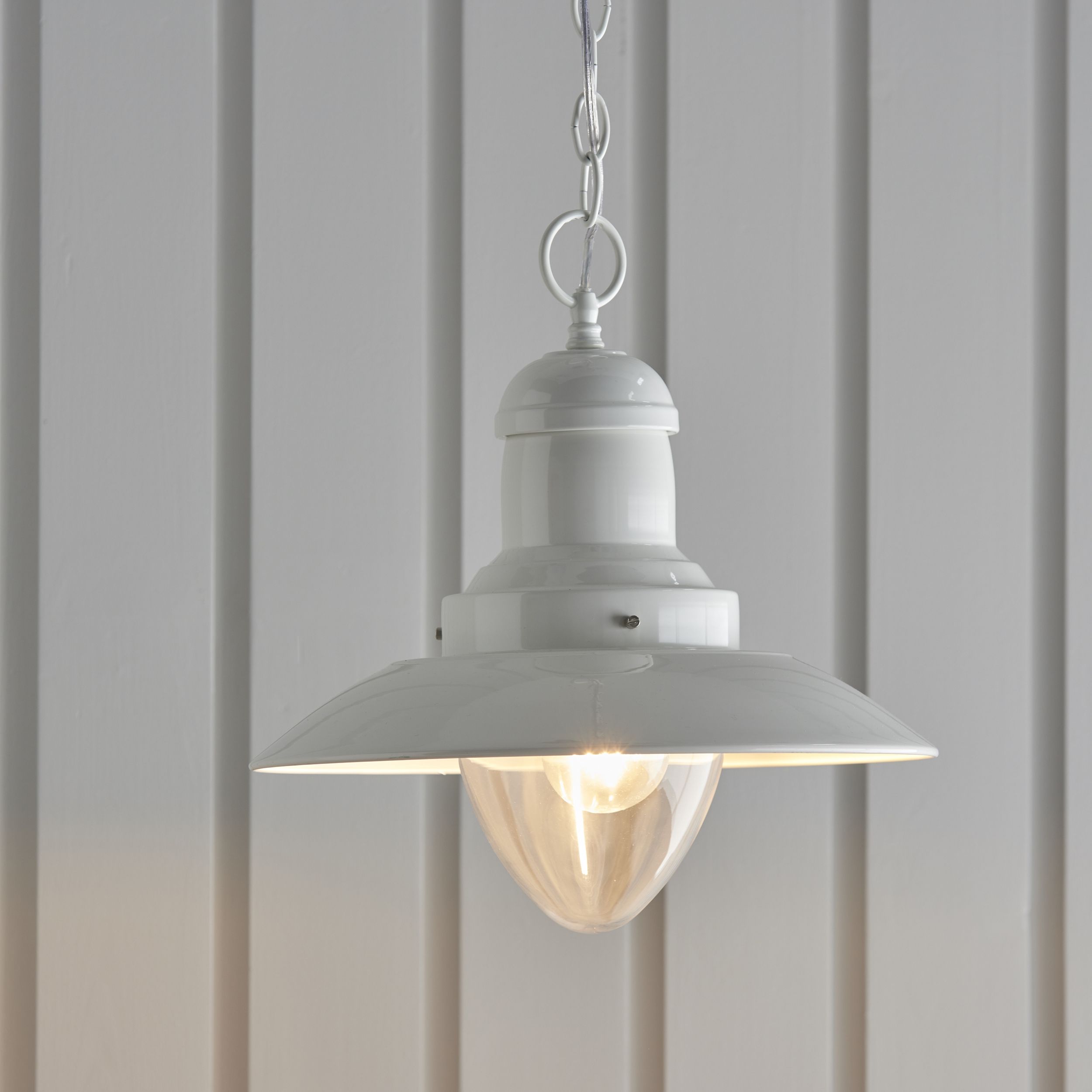 Current Pendant Light – Finished In Gloss Cream & Clear Glass Pertaining To Gloss Cream Lantern Chandeliers (View 7 of 10)