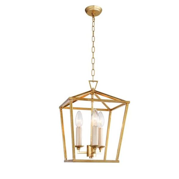 Current Rusty Gold Lantern Chandeliers In 3 Light Gold Lantern Chandelier Lz01 3gf – The Home Depot (View 10 of 10)