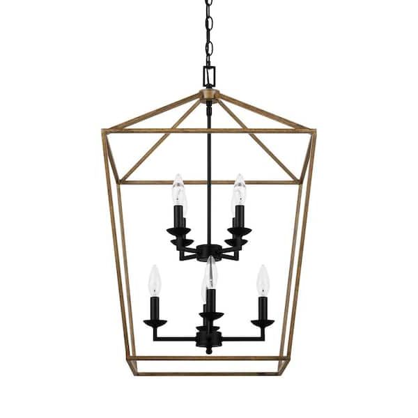 Eight Light Lantern Chandeliers In 2020 Home Decorators Collection Weyburn 8 Light Black And Faux Wood Caged  Farmhouse Chandelier For Dining Room, Lantern Kitchen Light 86201 Fw Bk –  The Home Depot (View 10 of 10)