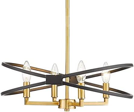 Emliviar 4 Light Farmhouse Chandelier – 18 Inch Modern Lantern Pendant  Light For Bedroom Dining Room, Black And Gold Finish, Ye243p 4 Bk+bg – –  Amazon For Newest 18 Inch Lantern Chandeliers (View 2 of 10)