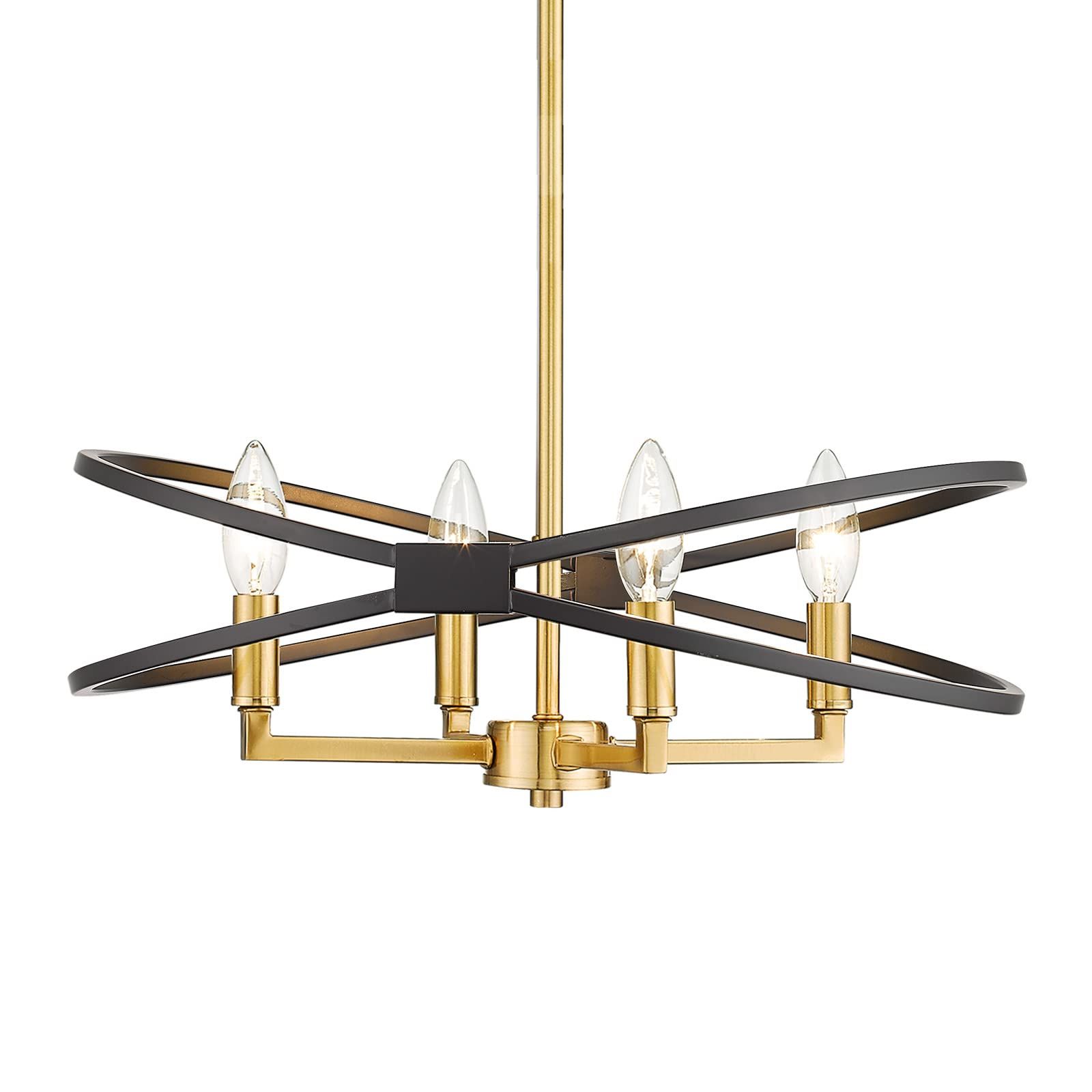 Emliviar 4 Light Farmhouse Chandelier – 18 Inch Modern Lantern Pendant  Light For Bedroom Dining Room, Black And Gold Finish, Ye243p 4 Bk+bg – –  Amazon Intended For Most Current 18 Inch Lantern Chandeliers (View 3 of 10)