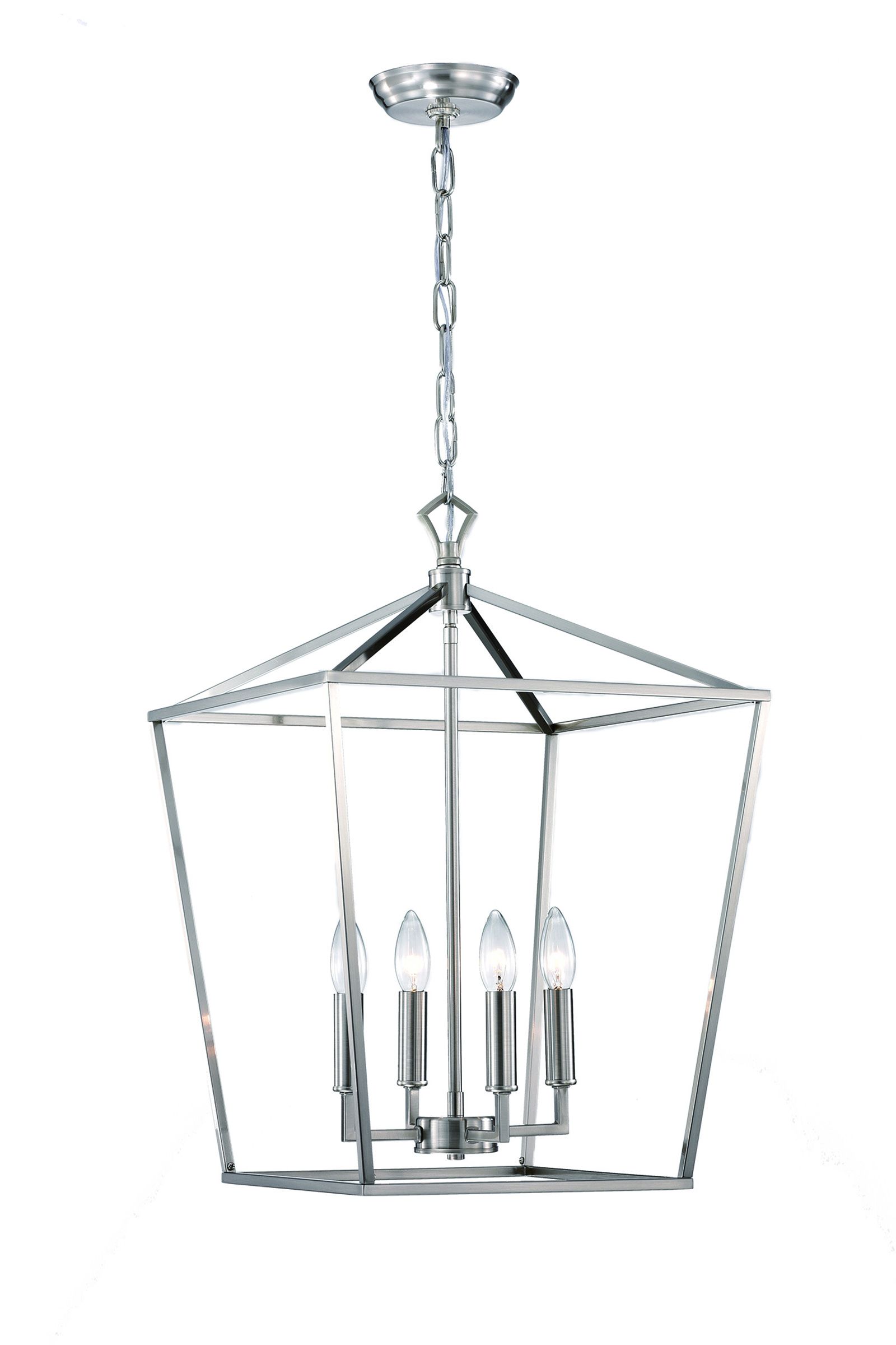 Famous Polished Nickel Lantern Chandeliers Intended For 4 Light Brushed Nickel Lantern Pendant Chandelier 16 In – Edvivi Lighting (View 9 of 10)