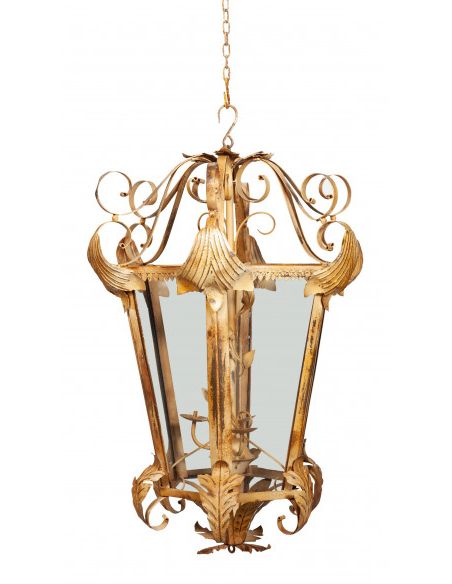 Fashionable French Iron Lantern Chandeliers Pertaining To Lantern Ceiling Chandelier In Wrought Iron, Cream Aged Finish (View 1 of 10)