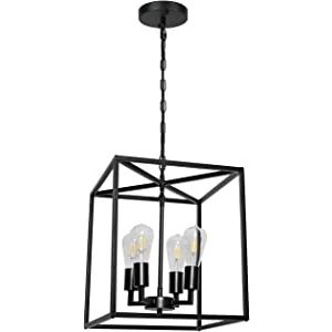 Favorite Black With White Lantern Chandeliers With Matte Black Farmhouse Chandelier Light Fixture Industrial Lantern Pendant  Light For Dinning Room Kitchen Island Foyer Hallway Living Room Bedroom – –  Amazon (View 10 of 10)