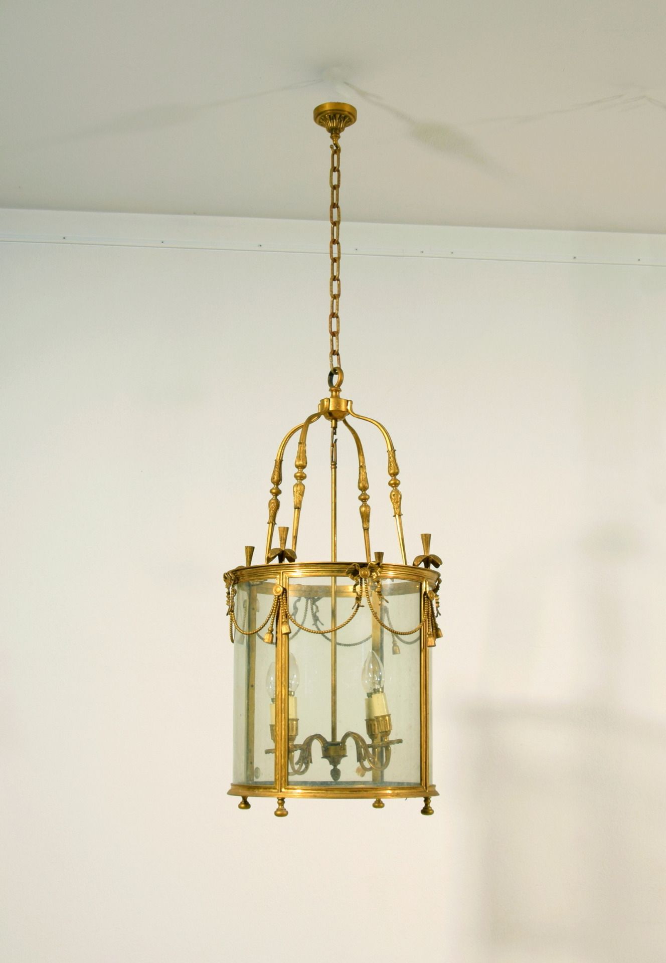 Four Light Gilt Bronze Lantern, France, Early 20th Century – Antique  Chandeliers Throughout Recent Four Light Lantern Chandeliers (View 1 of 10)