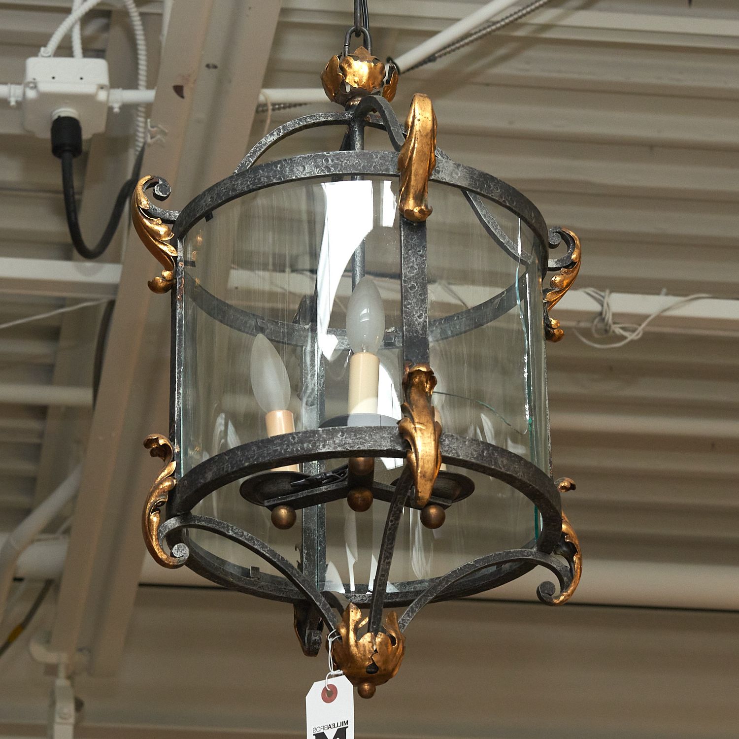 French Parcel Gilt Iron Lantern Chandelier (View 9 of 10)
